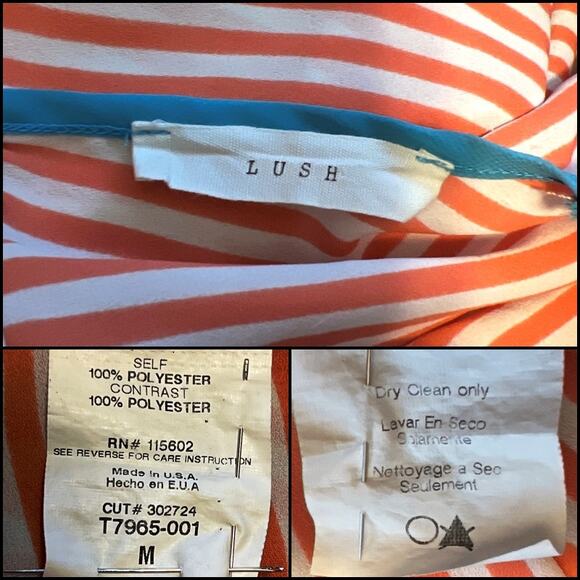 Lush Nordstrom Sleeveless Chiffon Blouse Top Orange White Stripe Medium - Picture 5 of 8